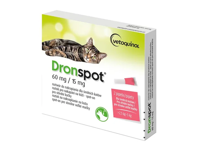Dronspot 60mg/15mg Střední Kočky Spot-on 2x0.7ml