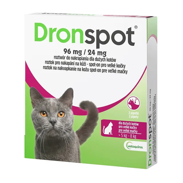 DRONSPOT 96 mg/24 mg Roztok pro velké kočky 2,24 ml 2 pipety