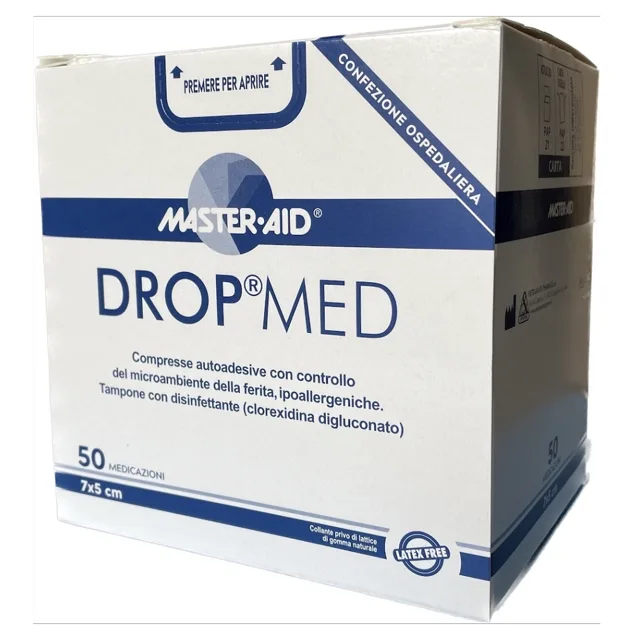 DROP MED Rychloobvaz sterilní antiseptický 7x5 cm 50 kusů