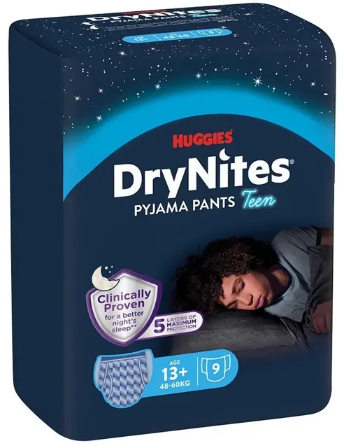 DryNites natahovací kalhotky na noc pro chlapce 13+ let / 48-60kg / 9ks