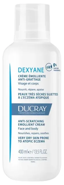 Ducray Emolienční krém pro suchou pokožku se sklonem k atopickému ekzému Dexyane (Anti-Scratching Emollient Cream) 400 ml