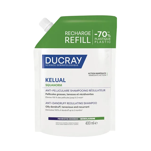 DUCRAY Kelual Squanorm regulační šampon proti mastným lupům náplň 400 ml