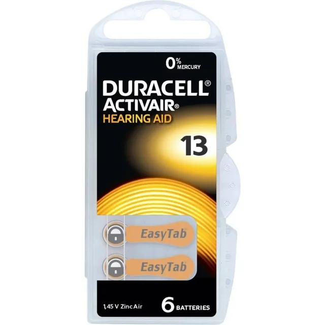Duracell DA13 EasyTab baterie do naslouchadel 6 ks