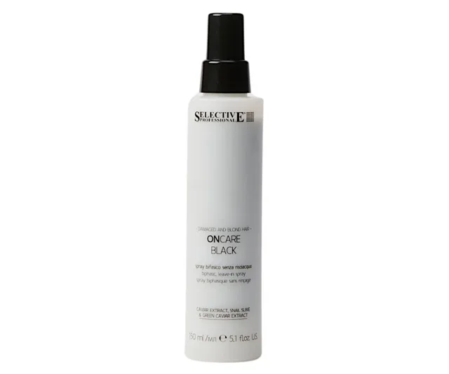 Dvoufázový bezoplachový sprej pro poškozené vlasy Selective Professional OnCare Black Leave-In Spray - 150 ml + dárek zdarma
