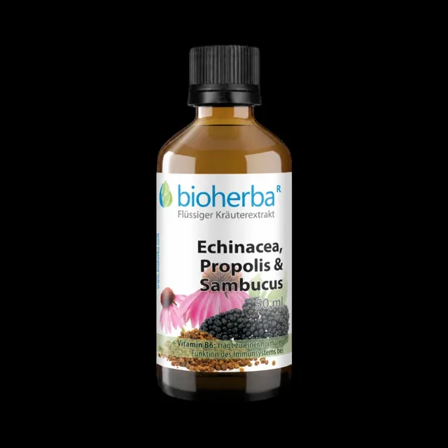 Echinacea, propolis a černý bez – tinktura – 50 ml – Bioherba