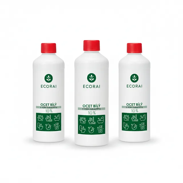 Ecorai Ocet bílý 10 % s vůní eukalyptu 3 x 1 l výhodné balení