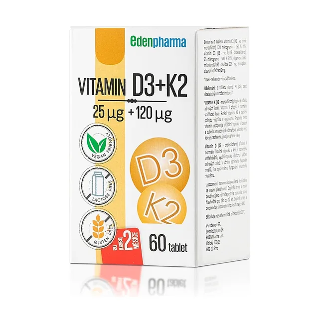 EDENPHARMA Vitamín D3 + Vitamín K2 60 tablet