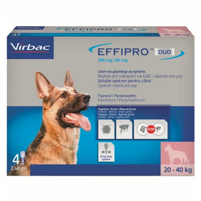 EFFIPRO DUO 268/80 mg spot-on pro psy L (20-40 kg) 2,68 ml 4 pipety