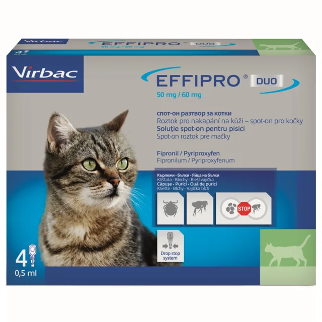 EFFIPRO DUO 50/60 mg spot-on pro kočky (1-6 kg) 0,5 ml 4 pipety