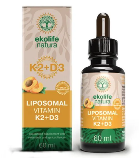 Ekolife Natura - Liposomal Vitamin K2 + D3 (Lipozomální vitamín K2+ D3), meruňková příchuť, 60 ml