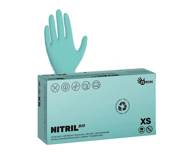 Ekologické nitrilové rukavice Espeon Nitril Bio - 100 ks, zelené, velikost XS (100094) + dárek zdarma