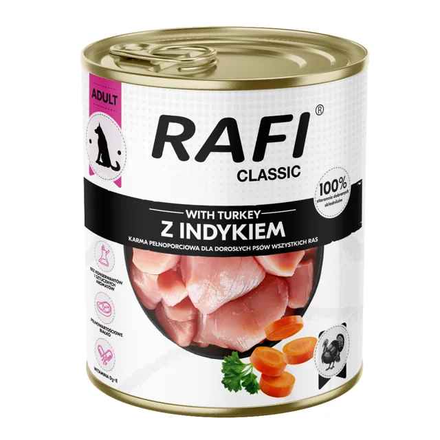 Ekonomické balení Rafi Dog Classic 24 x 800 g - krůtí
