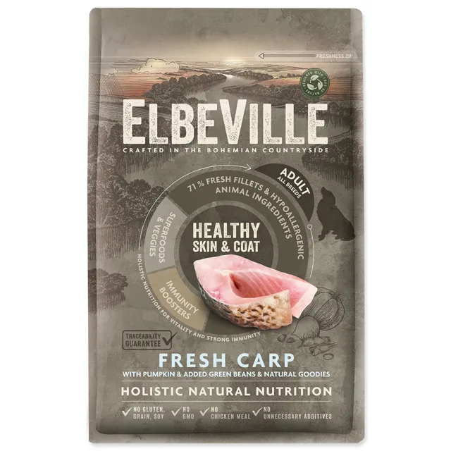 ELBEVILLE Krmivo Adult All Breeds Healthy Skin and Coat Fresh Carp 4kg