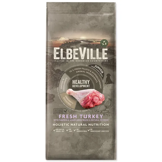ELBEVILLE Krmivo Puppy and Junior Large Healthy Development Fresh Turkey 11,4kg