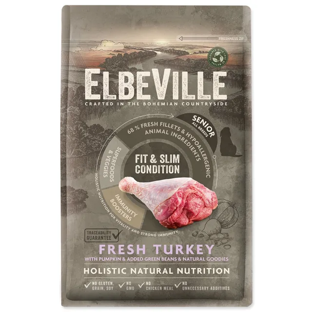 Elbeville Krmivo Senior All Breeds Fit and Slim Condition Fresh Turkey 4kg