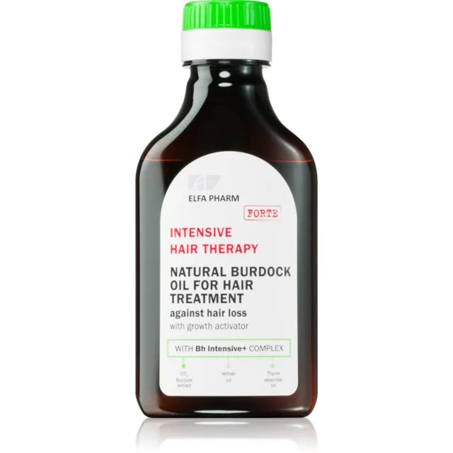 Elfa Pharm Intensive Cosmetic Intensive Hair Therapy Natural Burdock Oil For Hair Treatment olej proti padání vlasů s růstovým aktivátorem 100 ml