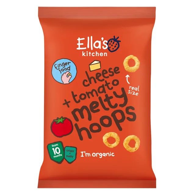 ELLA'S KITCHEN Křupavé kroužky se sýrem a rajčaty BIO 20 g