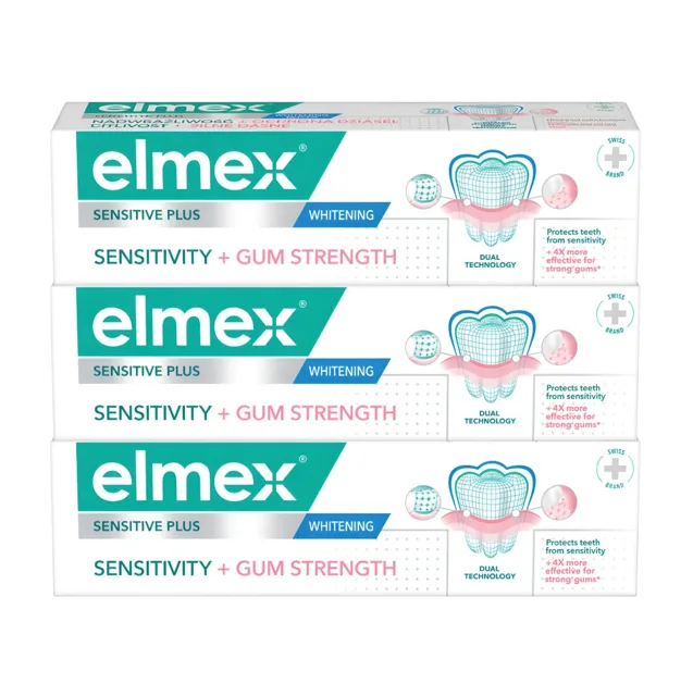 Elmex Zubní pasta Sensitive Sensitivity + Gum Strenght Whitening 3 x 75 ml