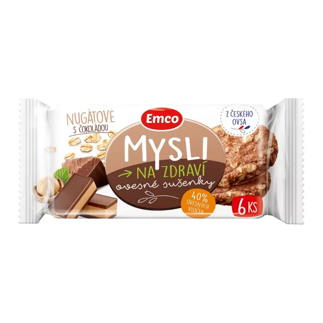 Emco Ovesné sušenky nugátové s čokoládou 60 g
