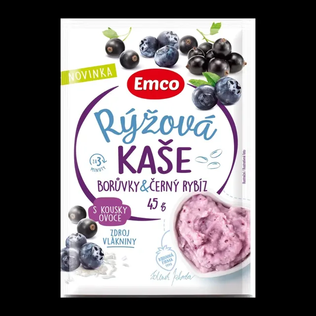 Emco Rýžová kaše Borůvka & černý rybíz 45 g