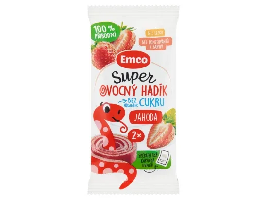 Emco Super ovocný hadík jahoda 2 ks 20 g
