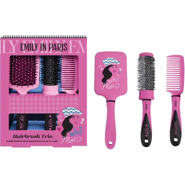 Emily In Paris Hairbrush Trio sada kartáčů na vlasy 3 ks
