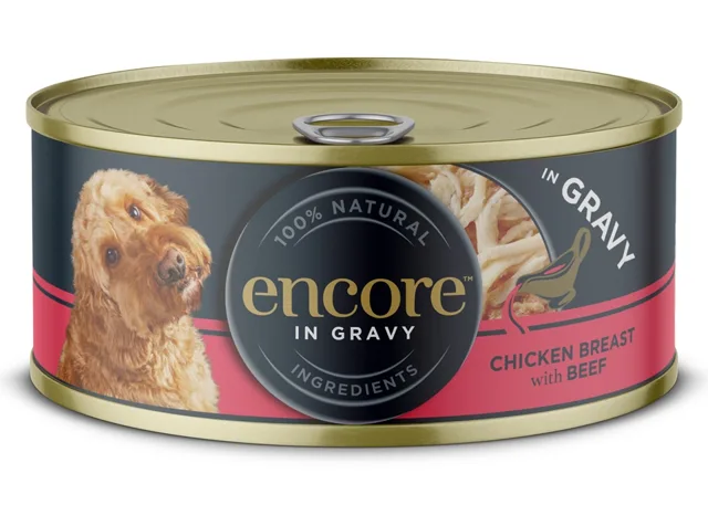 ENCORE Dog Chicken Breast with Beef in Gravy kuřecí prsa s hovězím masem v omáčce 156 g