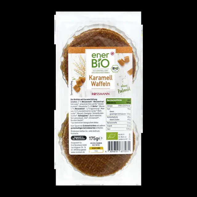 enerBiO BIO karamelové vafle 175 g