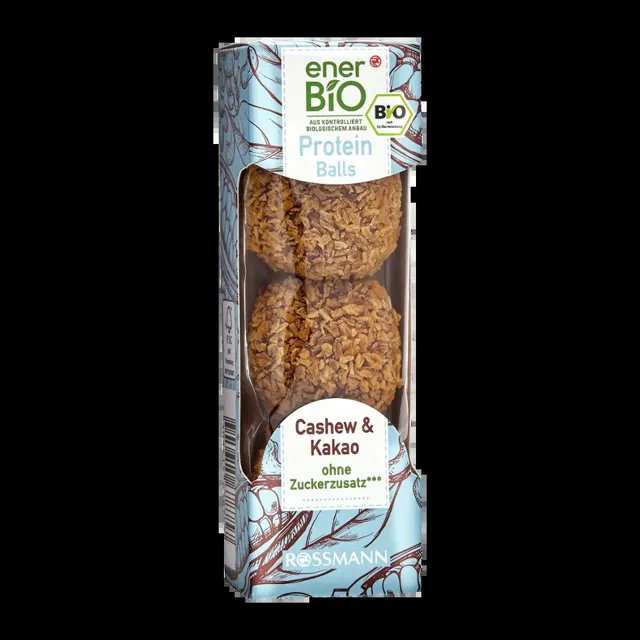 enerBiO BIO ovocné kuličky s kakaem a kešu 60 g