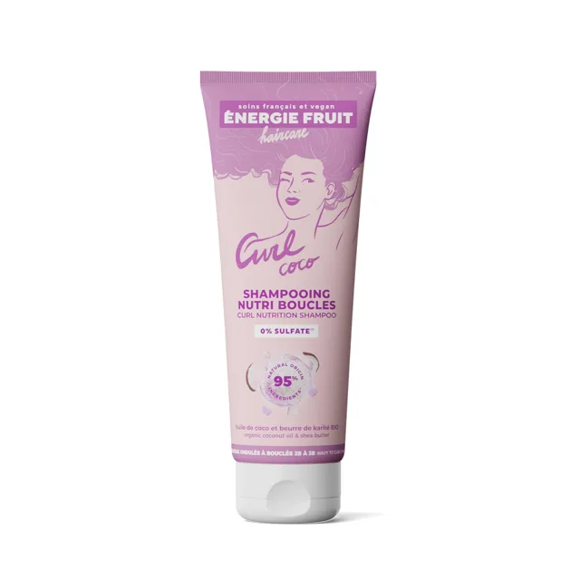 ENERGIE FRUIT Bezsulfátový šampon BIO kokosové a bambucké máslo pro silné kudrnaté vlasy 250 ml