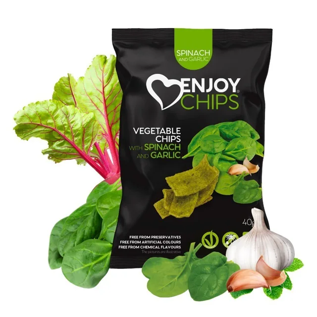 Enjoy Chips Enjoy Chips Snack se špenátem a česnekem, 40g