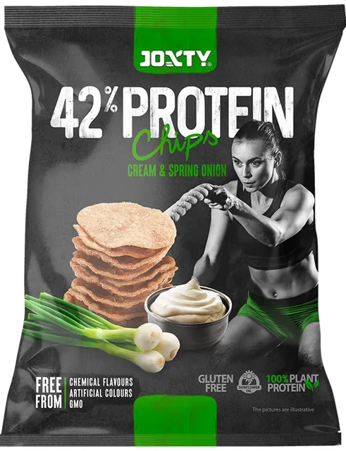 Enjoy Chips JOXTY proteinové smažené chipsy 42% Smetana s cibulí 50g, 50g