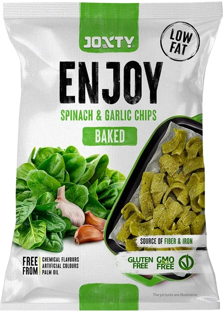 Enjoy Chips JOXTY Snack Pečené bramborové chipsy se špenátem a česnekem 40g, 40g