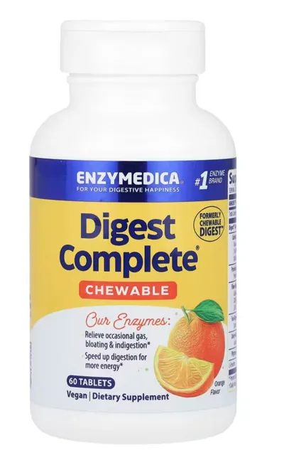 Enzymedica Digest Complete Chewable Orange, Trávící enzymy, pomeranč, 60 žvýkacích tablet