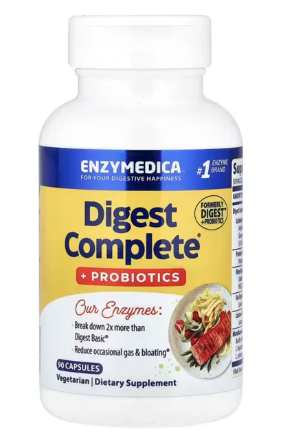 Enzymedica Digest Complete + Probiotics, Trávící enzymy s probiotiky, 90 kapslí