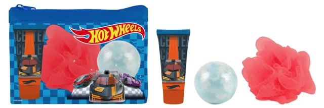 EP Line Hot Wheels - toaletní taška + sprchový gel 35 ml + bomba do koupele + mycí houba