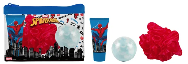 EP Line Spiderman - toaletní taška + sprchový gel 35 ml + bomba do koupele + mycí houba