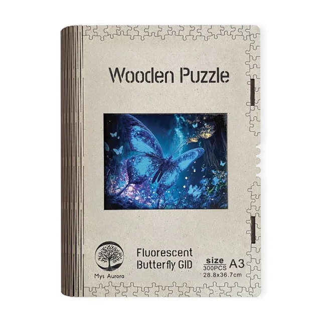 EPEE Wooden puzzle Fluorescent Butterfly A3 GID - svítící ve tmě