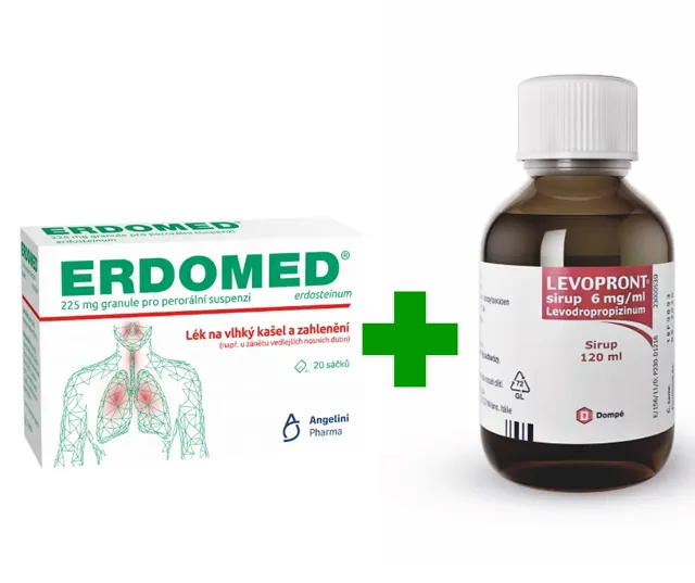Erdomed 225mg granule 20 sáčků + Levopront 6mg/ml sirup 120ml
