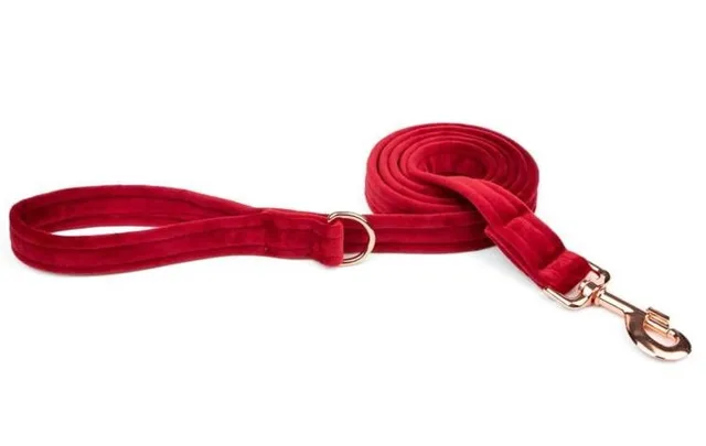 ESME FOR DOG Sametové vodítko pro psy třešňové barvy 150 cm / 2 cm