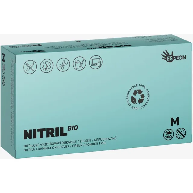 Espeon Nitril BIO Green nitrilové nepudrované rukavice velikost M 2x50 ks