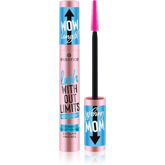 essence lash WITHOUT LIMITS WATERPROOF objemová a prodlužující řasenka voděodolná odstín 03 Black Waterproof 13 ml