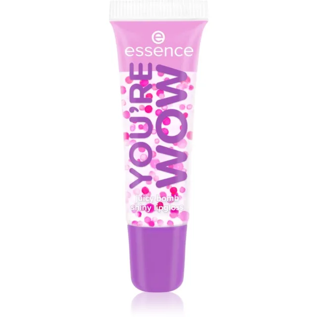 essence Say It With Juicy You're Wow třpytivý lesk na rty odstín 04 Strawberry Splash 10 ml
