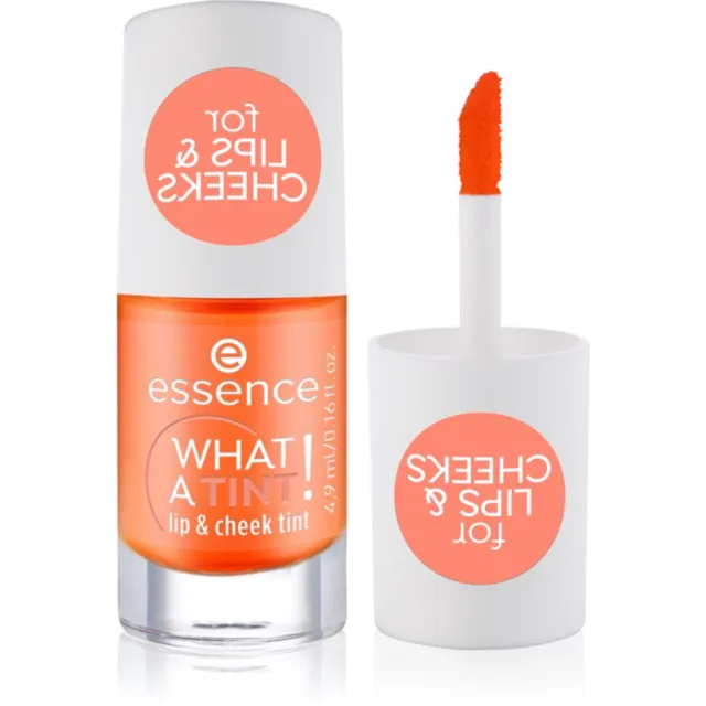 essence WHAT A TINT! tekutá tvářenka a lesk na rty odstín 03 Peachy Vibes 4.9 ml