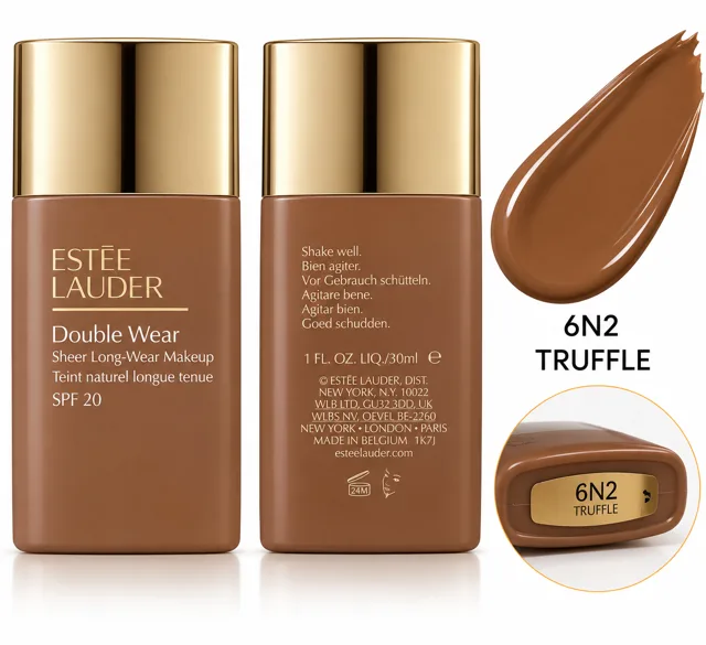 Estée Lauder Double Wear lehký dlouhotrvající make-up SPF 20 – 6N2 Truffle, 30 ml / drobného poškození, bez krabičky/