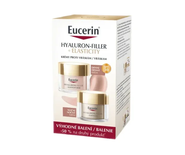 Eucerin Hyaluron-Filler + Elasticity Rosé denní SPF30 + noční krém 2x50 ml