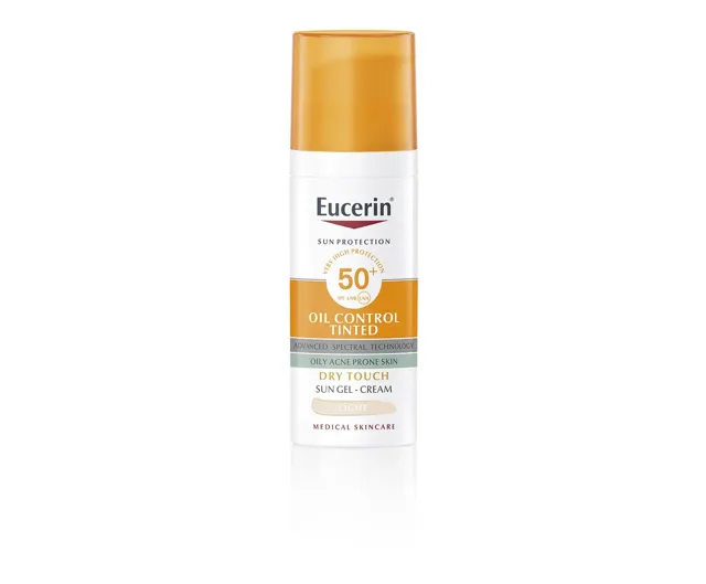 Eucerin Oil Control ochranný krémový gel na opalování na obličej SPF50+ světlý 50 ml