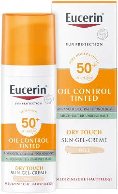 Eucerin Oil Control ochranný krémový gel na opalování na obličej SPF50+ světlý 50 ml