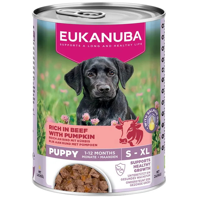 Eukanuba, 24 x 400 g - 18 + 6 zdarma - Puppy Rich in Beef with Pumpkin 24 x 400 g