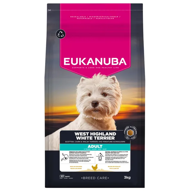 Eukanuba Adult Breed Care West Highland White Terrier - výhodné balení: 3 x 3 kg